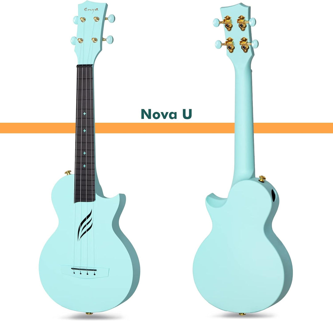 Enya Konzert Ukulele Nova U 23 Zoll Kohlefaser Anfänger Ukulelen Set mit Tasche Saiten Gurt Capo Was
