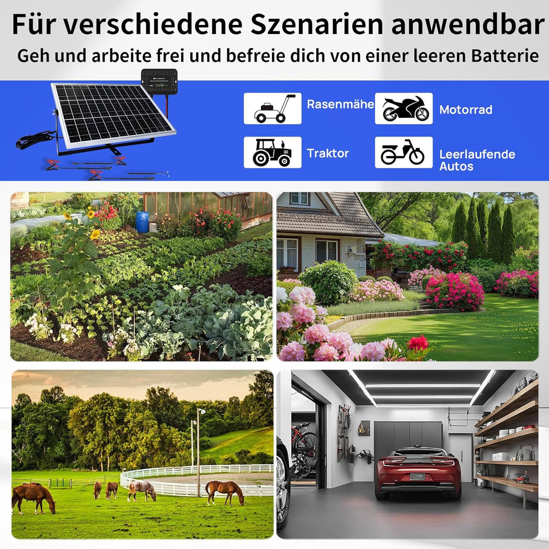 ECO-WORTHY 25W 12V Solar Batterieladegerät, 25W wasserdichtes Solarpanel Kit + verstellbare Halterun