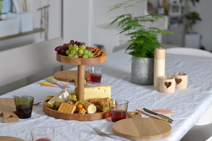 Natuhr Etagere Kuchenplatte - Delight - Servierplatte Käseplatte Obstteller Tortenplatte Eiche Massi