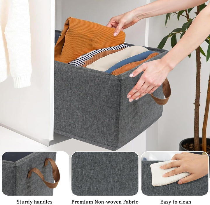Aufbewahrungskörbe, zusammenklappbare Aufbewahrungsbox, 4 Stück, Stoff-Kleiderschrank-Organizer mit