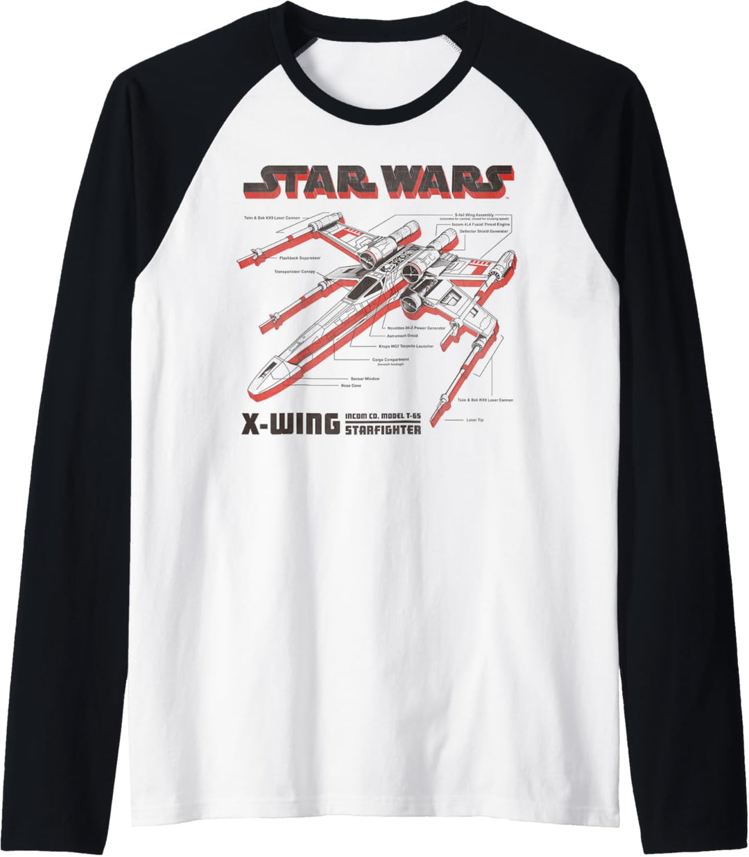 Star Wars X-Wing Starfighter Red Schematics Raglan