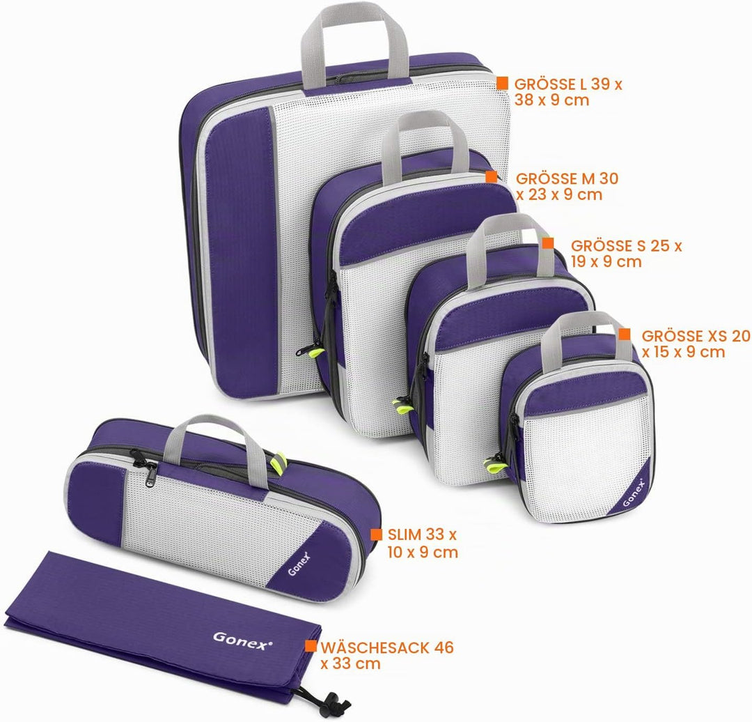 Compression Packing Cube 6-teilig, Gonex Robust &amp; Langlebig Verpackungswürfel, Packtaschen, Kleidert