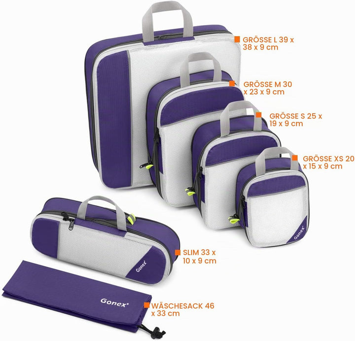 Compression Packing Cube 6-teilig, Gonex Robust &amp; Langlebig Verpackungswürfel, Packtaschen, Kleidert