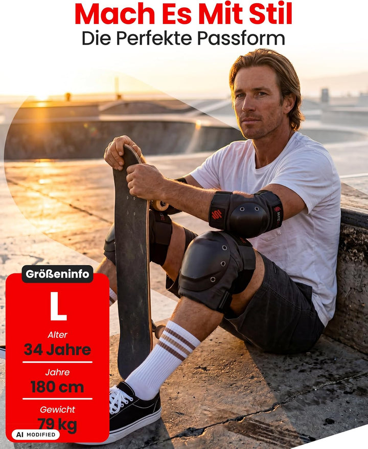 SKATEWIZ Inliner Schoner Erwachsene - Handschoner, knie und ellenbogenschützer - Skateboard Schoner