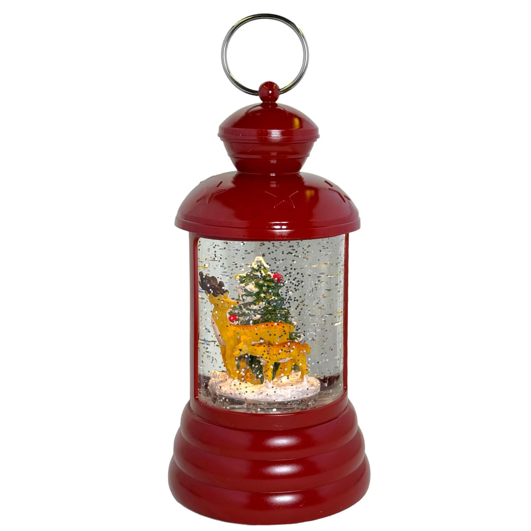 MIJOMA Weihnachtliche LED Laterne Schneekugel aus Glas, Zauberhafter Schneewirbeleffekt, Warmweisses