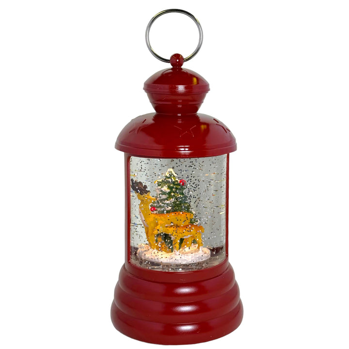 MIJOMA Weihnachtliche LED Laterne Schneekugel aus Glas, Zauberhafter Schneewirbeleffekt, Warmweisses