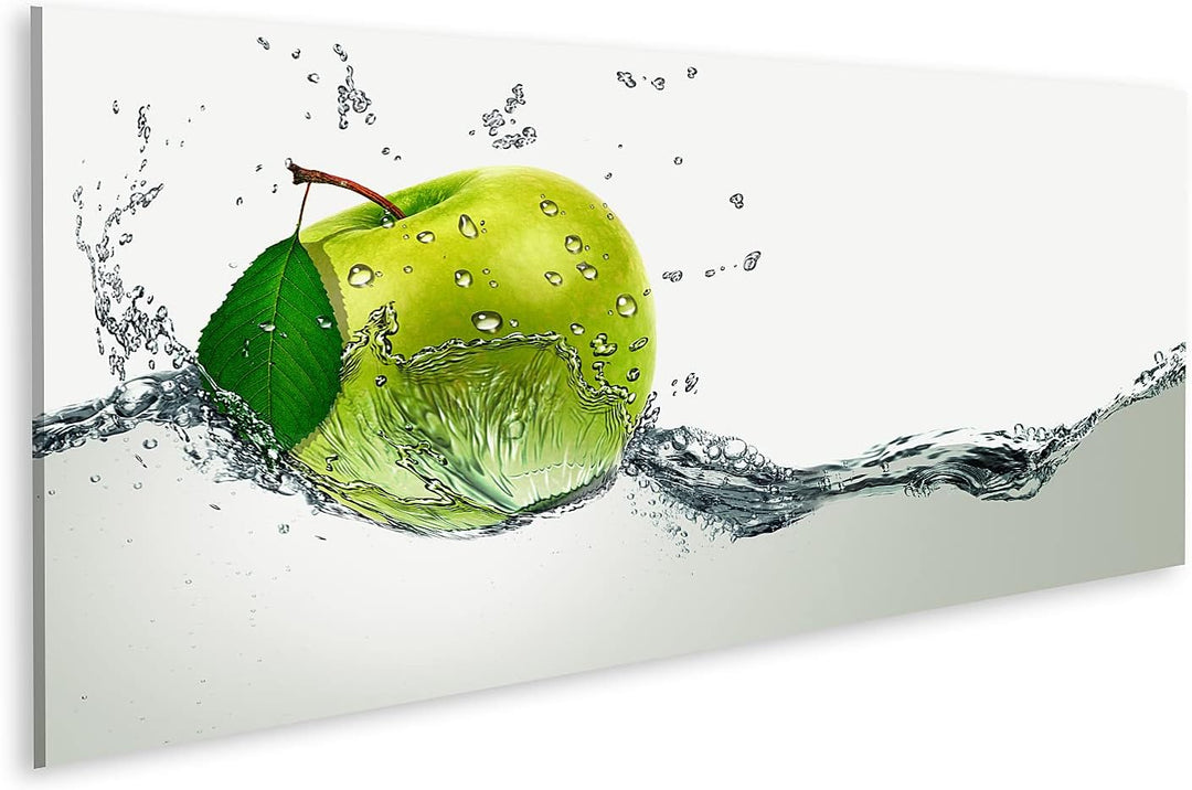 islandburner Bild auf Leinwand Grüner Apfel Taucht In Wasser Auf Weissem Hintergrund Bilder Wandbild