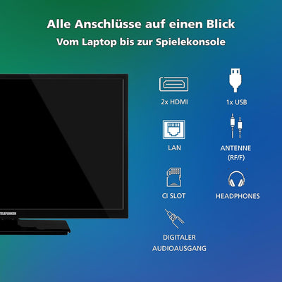 Telefunken Fernseher 24 Zoll Smart TV VIDAA XH24VP550M HD Fernseher, HDR TV mit integriertem Triple-