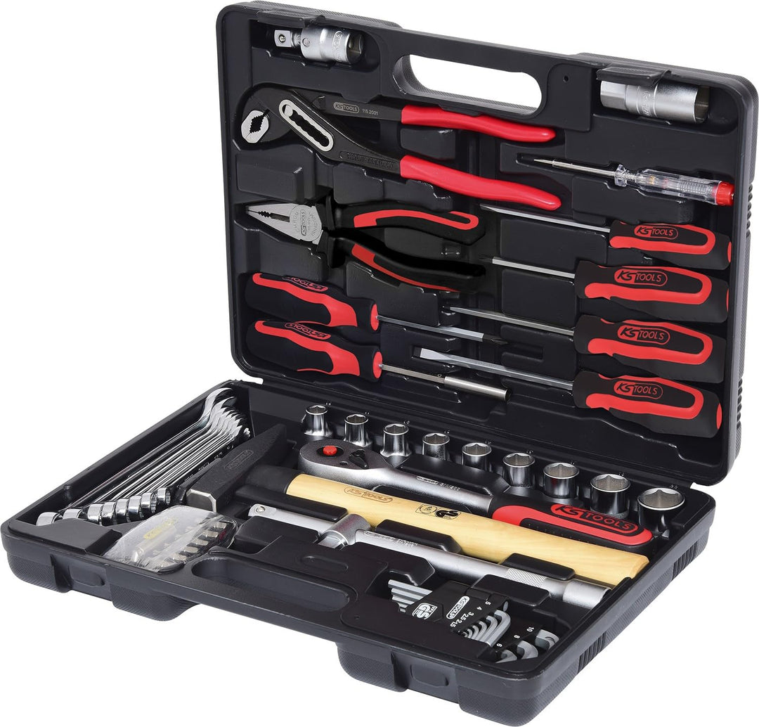 KS Tools 911.0650 1/2 Zoll Werkzeug-Satz | inklusive Umschaltknarre, 45-Zahn | matt satiniert | 50-t