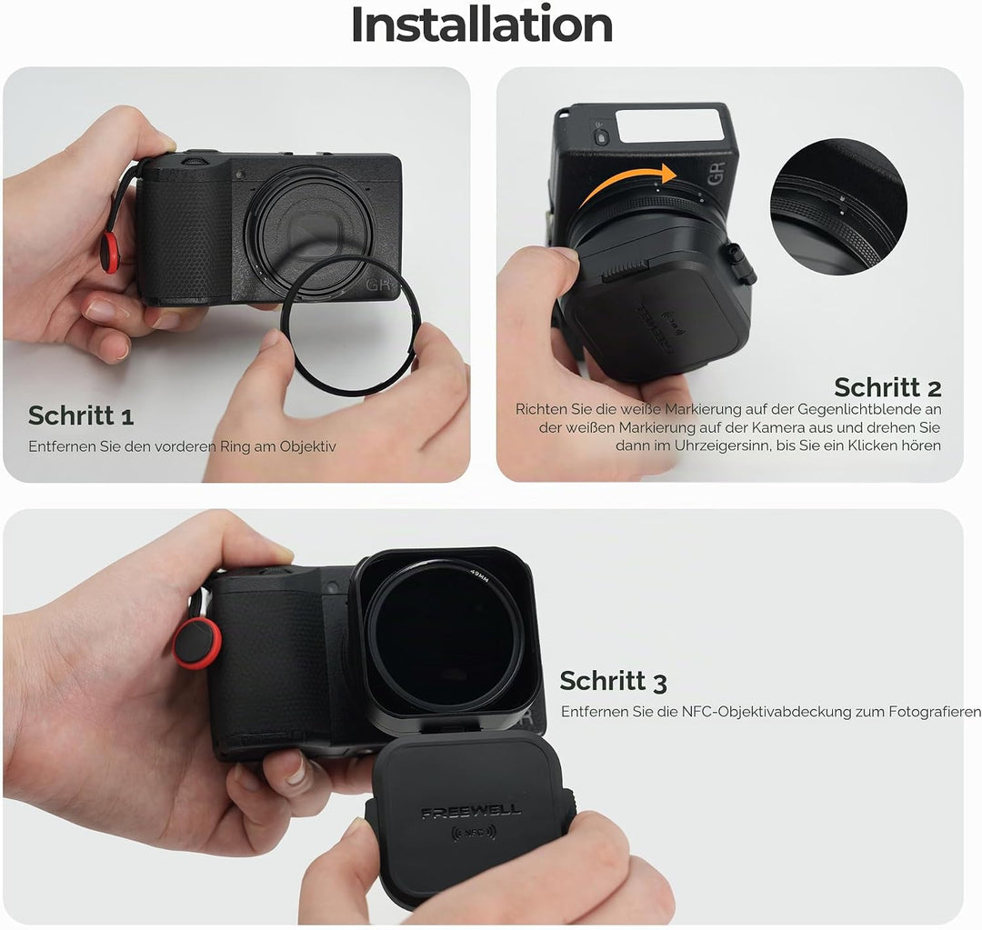 Freewell Die echte Gegenlichtblende für Ricoh GRIIIX GR3X - CPL/Nebelfilter, berührungslose Filterbe