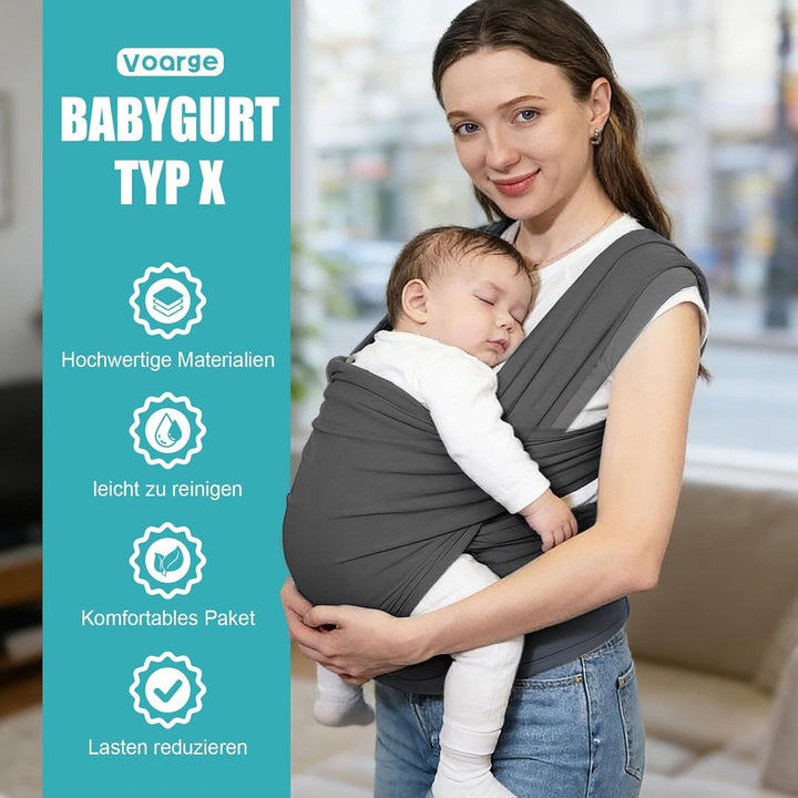 Tragetuch elastisch für Neugeborene und Kleinkinder, Babytragetuch Kindertragetuch Baby Bauchtrage S