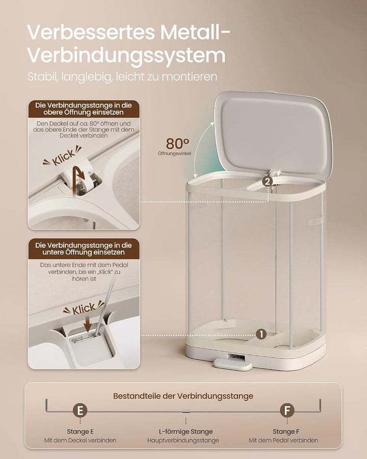 SONGMICS Wäschekorb 160 L, Wäschesammler 2 Fächer, Wäschesortierer mit Deckel, Griffen, Innensack he