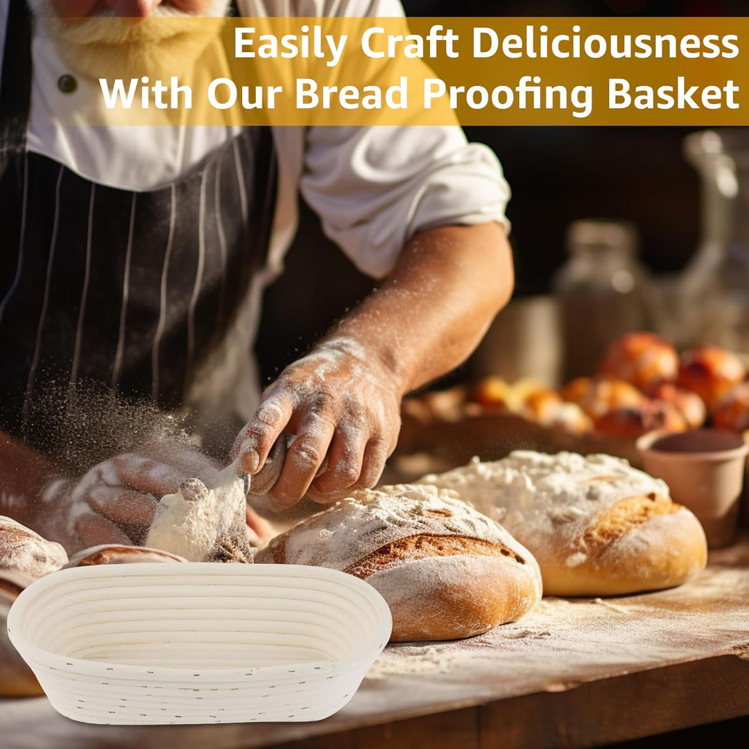 Gärkorb zum Brotbacken 2er- Set, 30 cm, Gärkörbchen aus natürlichem Rattan für selbstgemachtes Brotn