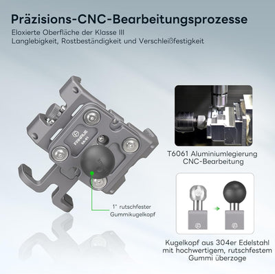 FANAUE CPC-DG09SA Handyhalterung mit 1" Kugel, Kompatibel mit RAM Halterung B Grösse Doppelsockelarm