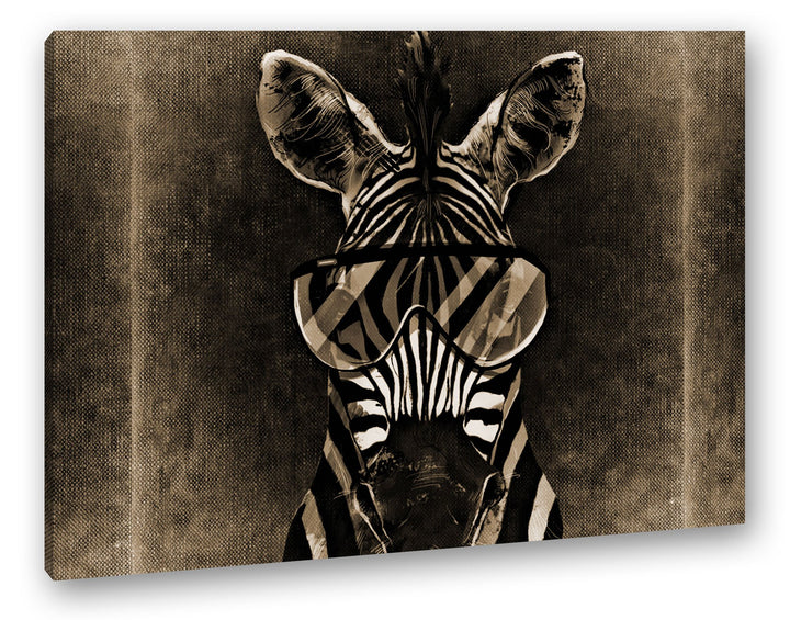 deyoli Cooles Zebra mit Einer stylischen Brille Format: 80x60 Effekt: Sepia als Leinwandbild, Motiv