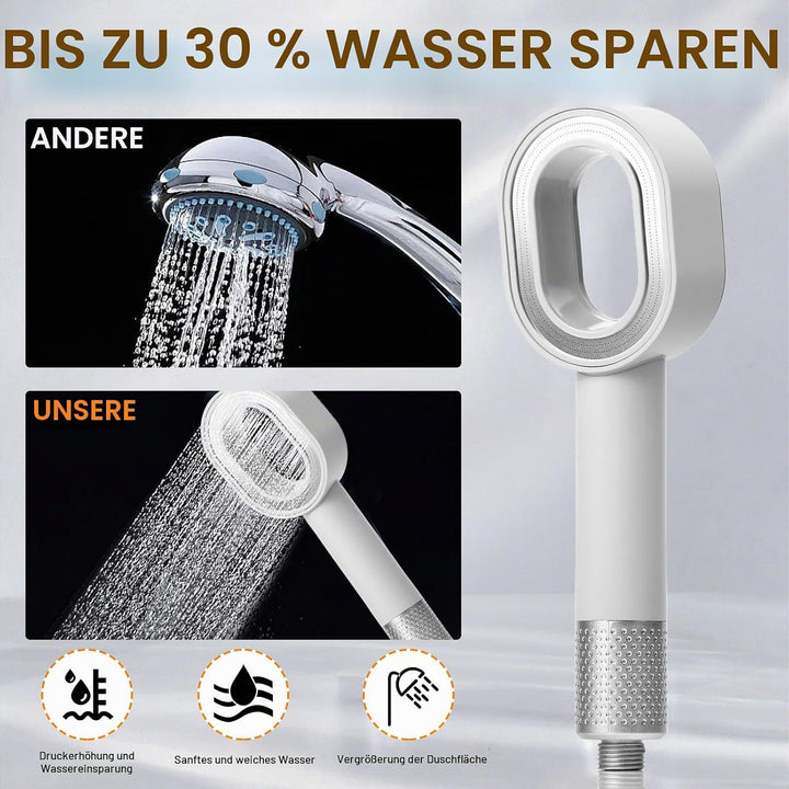 Filtersonic 3 in 1 Duschkopf mit Filter Gegen Kalk und Schwermetalle, Druckerhöhend, Schwamm enthalt