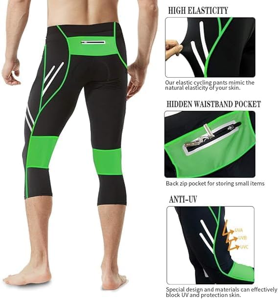 MEETWEE Herren 3/4 Radhose Fahrradhose, Kompression Radlerhose Leggings Radsport Hose für Männer Ela