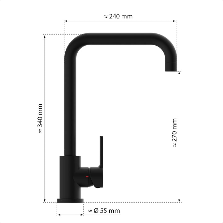 EISL FUTURA Spültischarmatur Schwarz Matt, 360° drehbarer Wasserhahn Küche Schwarz, Mischbatterie fü