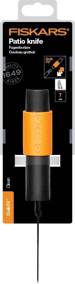 Fiskars Fugenkratzer, Fugenreiniger, Gerätekopf, Länge: 25 cm, Breite: 7 cm, Stahl-Klinge, Schwarz/O
