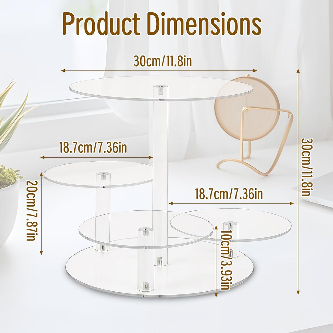 4 Etagen Kuchen und Cupcake Ständer, Acryl Cupcake Ständer, Tortenständer Etagere Kuchenständer, Cle