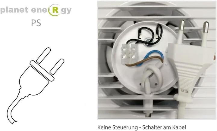 Planet eneRgy – minimalistischer Wandventilator mit leiser Technik, effizienter Luftleistung Ø80/Ø10