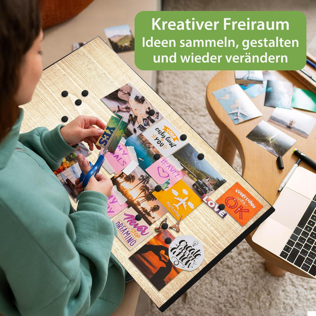 banjado Magnettafel schwarz 78 x 37cm / Magnetwand Metall/Magnetpinnwand als Memoboard/Pinnwand Magn