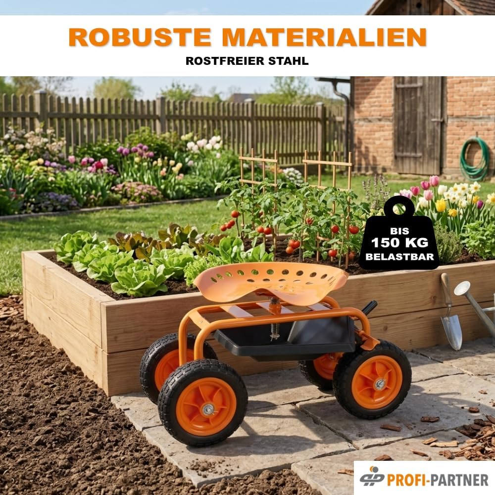 Rollbarer Arbeitssitz/Rollsitz für Gartenarbeit | fahrbarer Sitz, Werkstattwagen, Hocker mit Rollen,