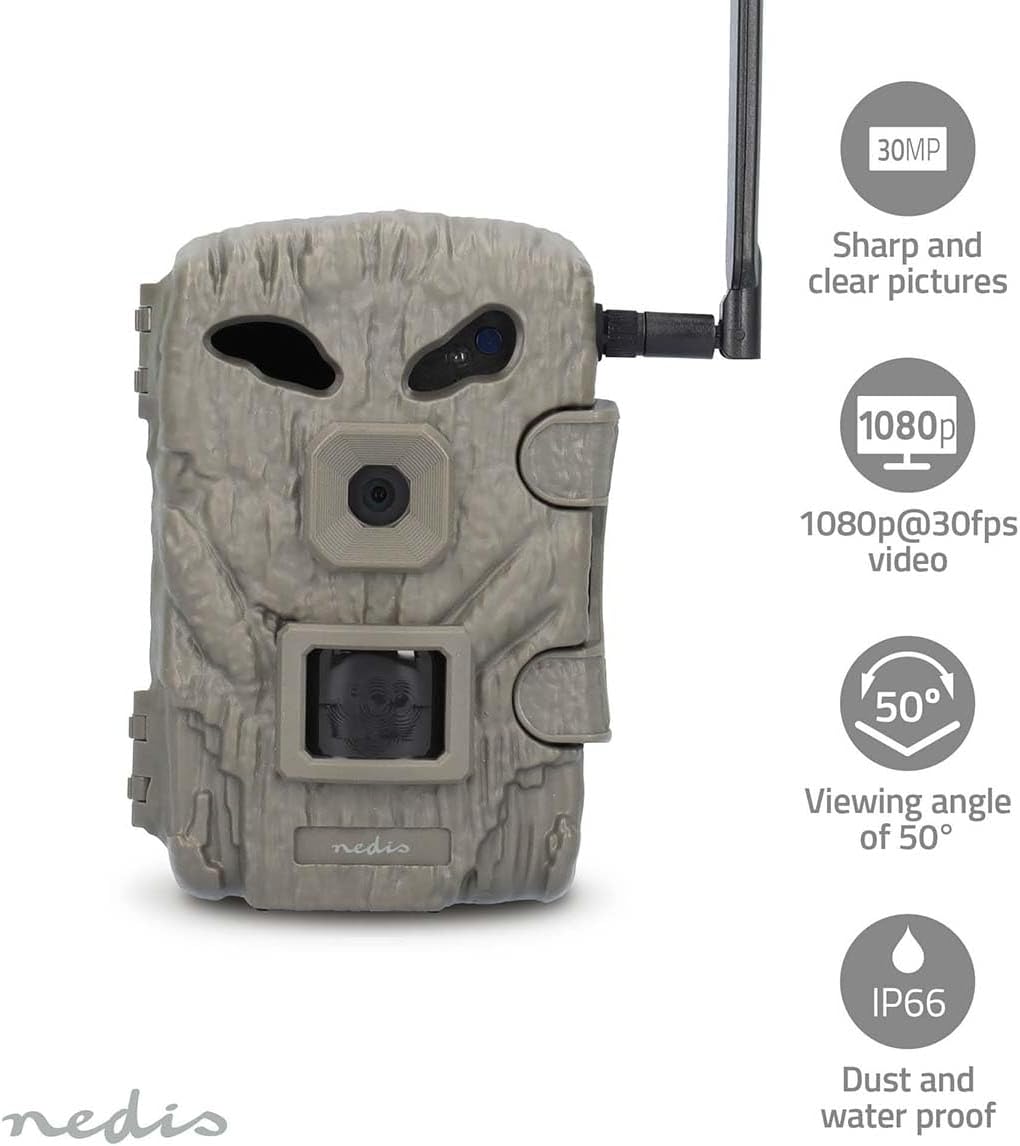 Nedis Wildlife Kamera - 1080p@30fps - 30.0 MPixel - 2 MPixel CMOS - IP66 - Nachtsicht - Blickwinkel: