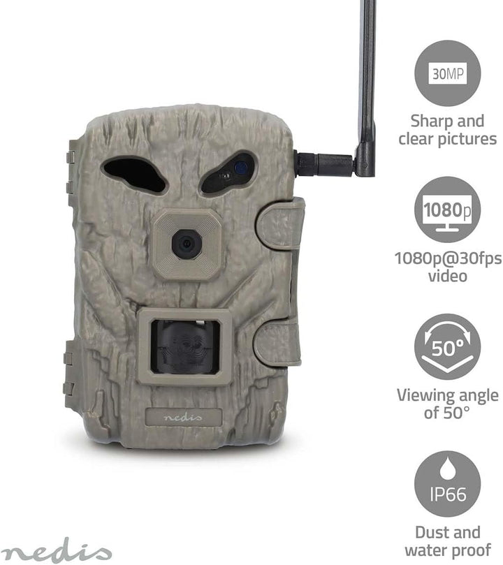 Nedis Wildlife Kamera - 1080p@30fps - 30.0 MPixel - 2 MPixel CMOS - IP66 - Nachtsicht - Blickwinkel: