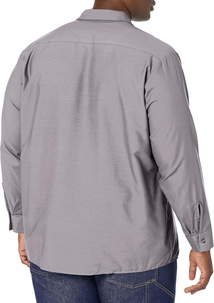 Red Kap Herren Industrielles, Regular Fit, Langarm Button-Down-Arbeitshemd L Tall Silbergrau, L Tall