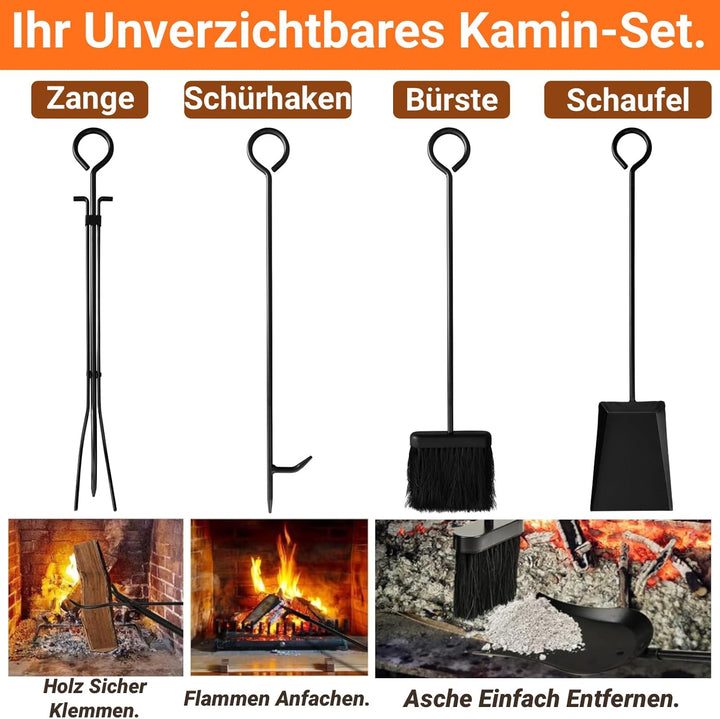 Amagabeli Kaminholzregal mit 4-teilig Besteck 78x29x35.8cm Innen Kaminholzständer Kamin Begleiter Se