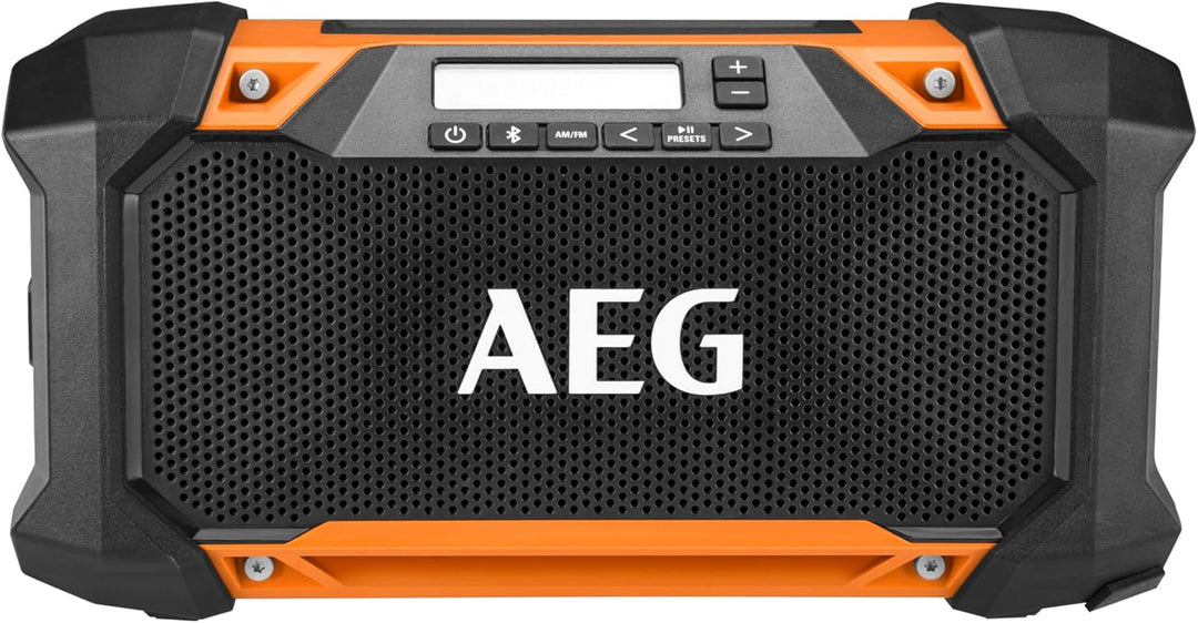 AEG - Radio 18 V, Bluetooth-Verbindung, Reichweite bis zu 30 m, 30 W, USB-Buchse, AM/FM-Band, LCD-Di