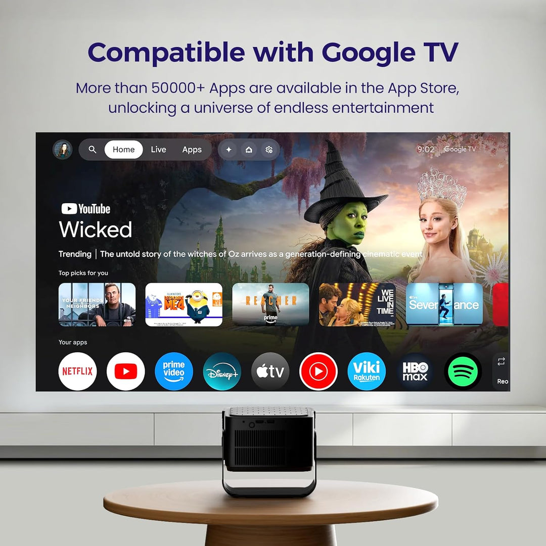 Beamer [Google TV 50000+ Apps & 4K 8K Support 1080p Native Auflösung & Automatische Bildschirmkorrek