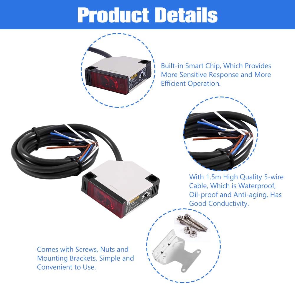 Keenso Reflexions Lichtschranke, E3JK-R4M1 Reflexions-Lichtschranke AC 90-250V 3A Lichtschranke Spie