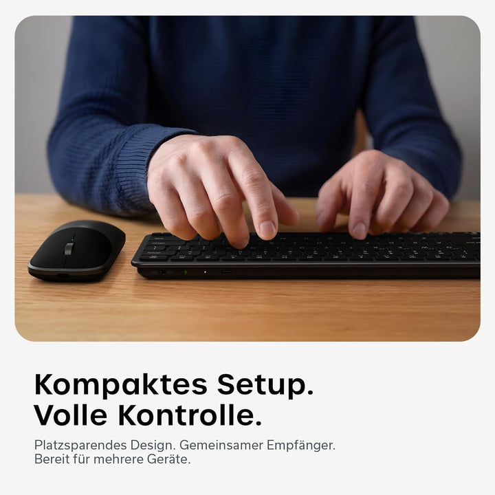 SATECHI Kabelloses Tastatur- & Maus-Set Slim CEX1, Bluetooth Multi-Geräte, mit USB-C-Empfänger, 𝗨𝗦-𝗘