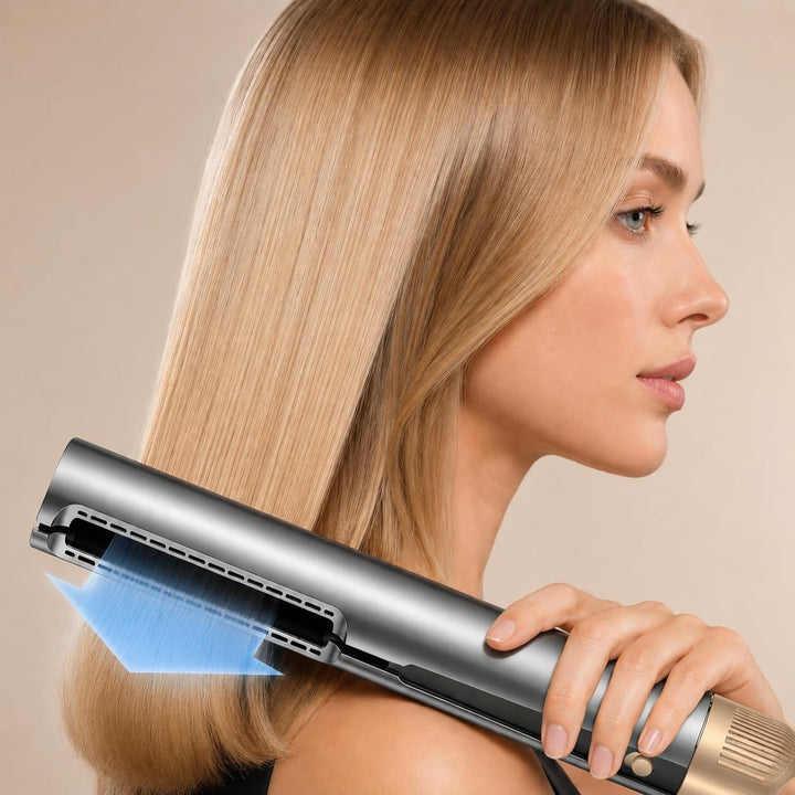 Golden Goods Airloop Haarglätter mit Luft 3-in-1, Luft-Haarglätter, Föhn & Stylingbürste, Glätteisen