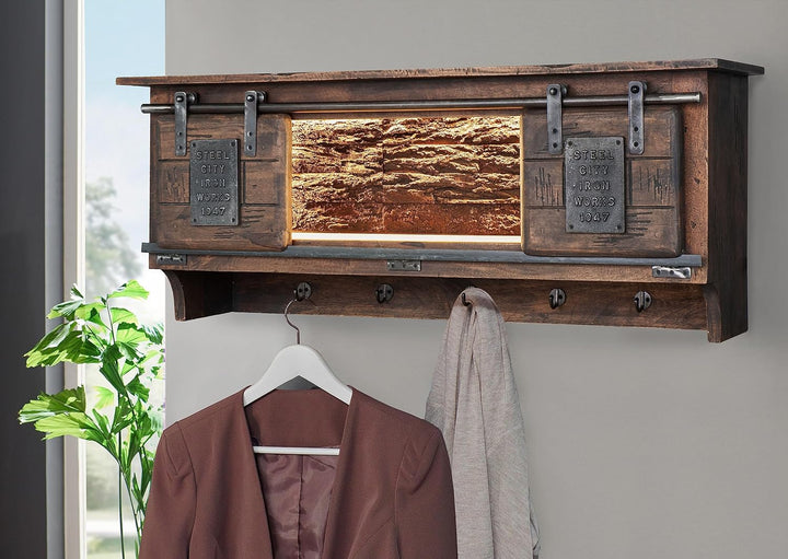 Hängeregal Mango massiv Dunkelbraun gewachst (BxHxT 115x45x30 cm) Wandregal