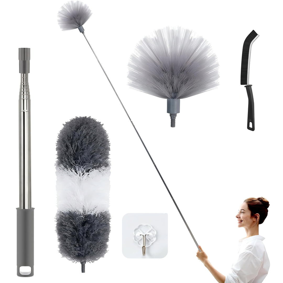 Staubwedel Teleskop Waschbar Mikrofaser Duster Lang Ausziehbar Bis 254cm,5 Stück Staubwedel Lang Aus