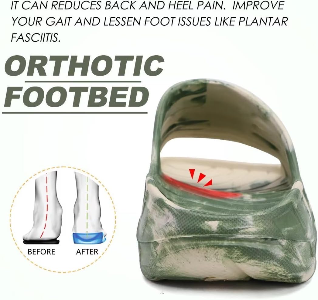 KuaiLu Recovery Sandalen Herren Bequeme Plantarfasziitis Schlappen Orthopädische Offene Zehen Männer