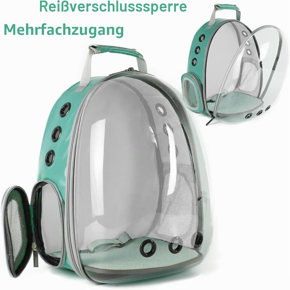 Bird Backpack Carrier, Bird Bubble Travel Backpack with Standing Perch Tray Food Cups grün, grün