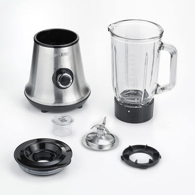 SEVERIN Standmixer mit Glas-Mixbehälter, 1 L, ca. 500 W, SM 3734, Edelstahl/Schwarz ohne Zubehör Sin