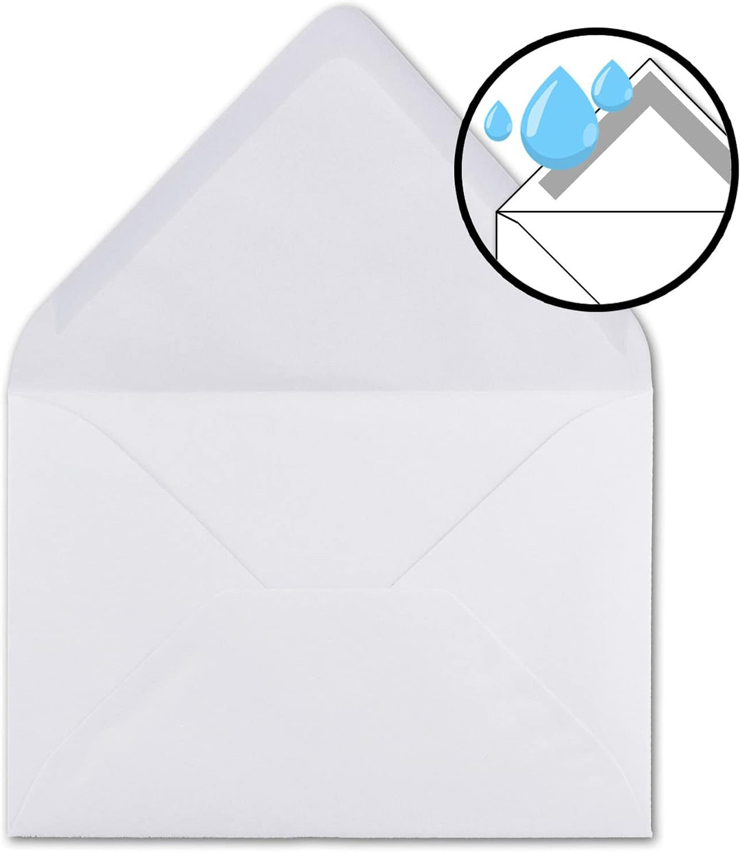 Briefumschläge in Hochweiss - 50 Stück - DIN C5 Kuverts 22,0 x 15,4 cm - Nassklebung ohne Fenster -
