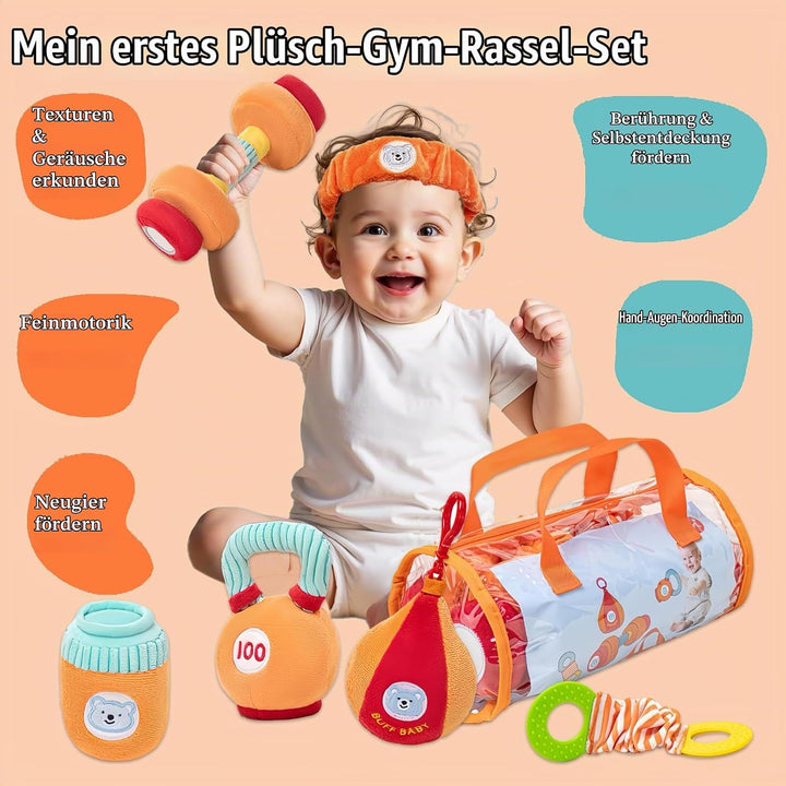 Gdbykds Rattle Gym Plüsch 6 Stück Set 0-12 Monate Babyspielzeug - Fitness Themen Sensorische Rattle