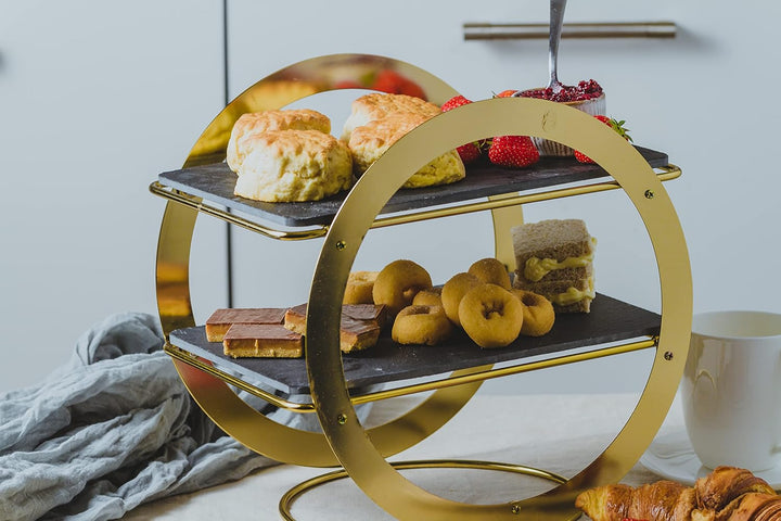 Artesà ringförmige Etagere, Messing Finish, 31.5x22.5x30cm, Geschenkbox Präsentationsständer mit 2 E