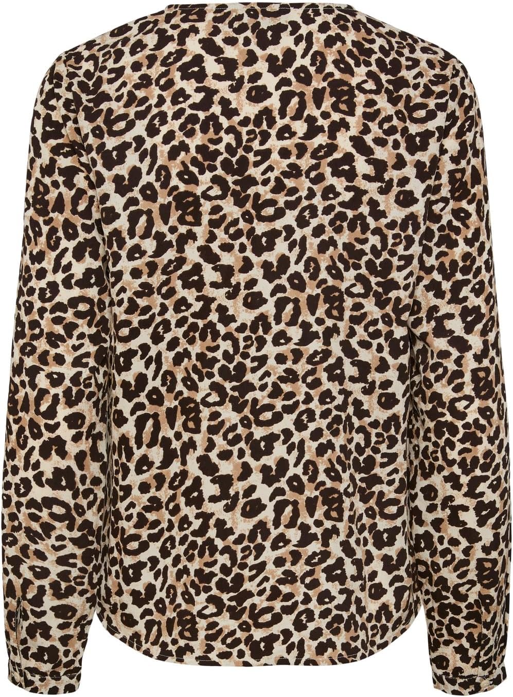 PIECES Damen Pcnessa Ls V-Neck Shirt Noos Bluse S Silver Mink/Aop:leo Aop, S Silver Mink/Aop:leo Aop