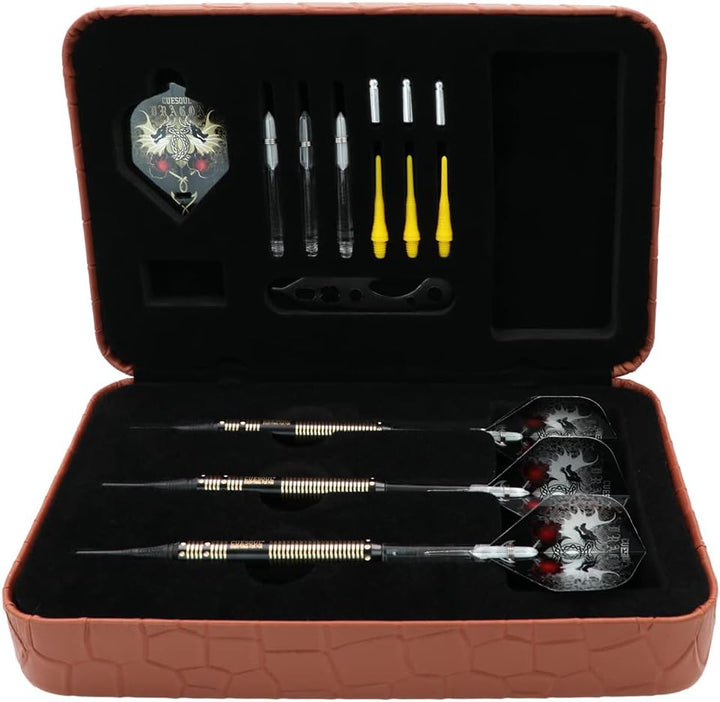 CUESOUL 16 Grams Deluxe Soft Tip Darts Set with Luxury Case（Dragon Series） JL-STL-B1102+D602, JL-STL