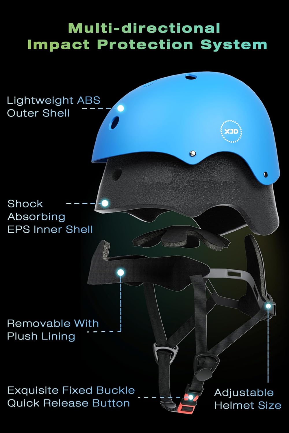 XJD Kinder Jugend Fahrradhelm Klassiker Kinderhelm CE-Zertifizierung für Multisport Fahrrad Klettern