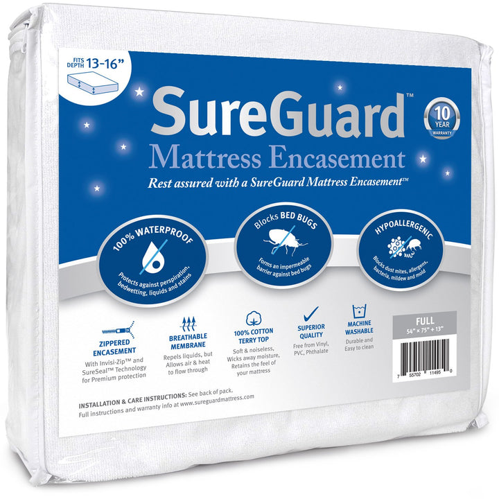 SureGuard Matratzenüberzug (33-40,6 cm tief) – 100% wasserdicht, gegen Bettwanzen, hypoallergen, hoc