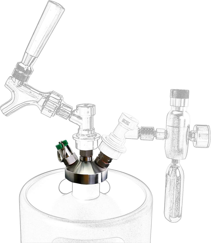 2,5/5 Bar PRV Mini Keg Ball Lock Tapping Head Growler Dosierung für 2L / 3,6L / 4L / 5L / 10L