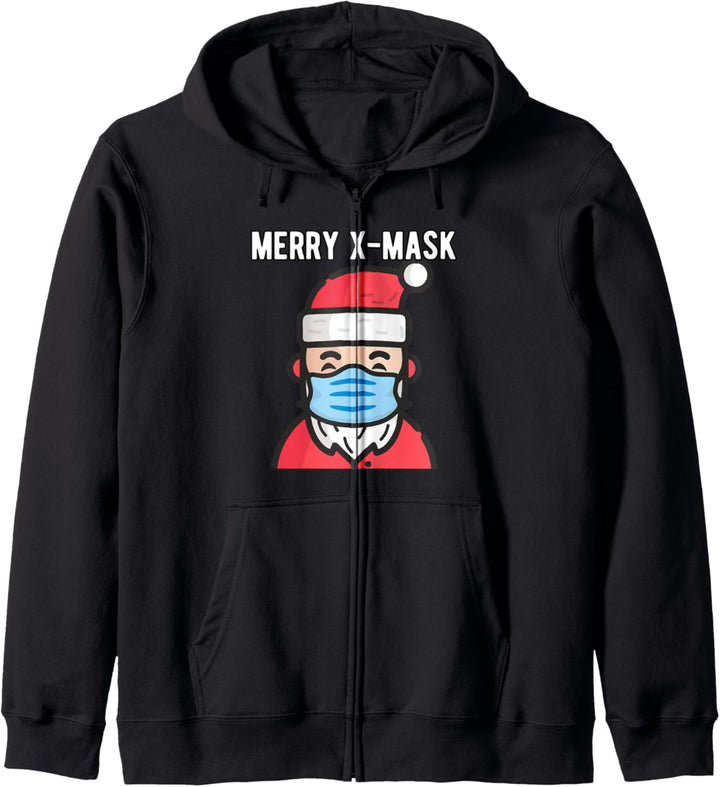 Merry Xmask Santa In Mask Quarantine Christmas Funny Pajamas Kapuzenjacke